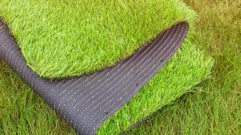 Roll of fake green grass