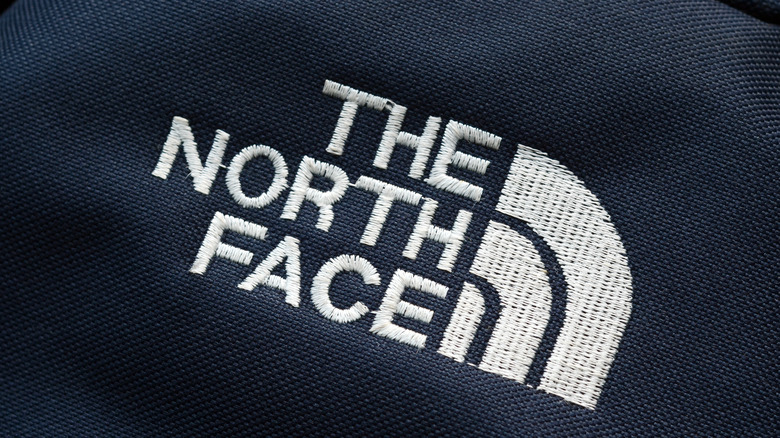 The North Face logo on piece of clothing, close up