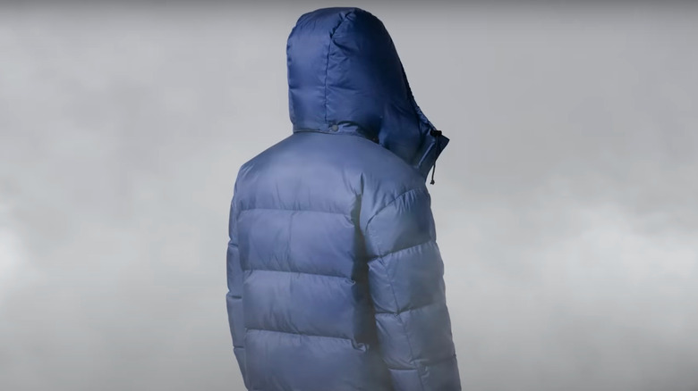 Person wearing a North Face puffer from behind