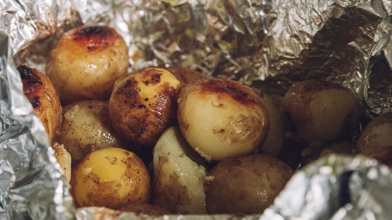 Grilled potatoes in foil 