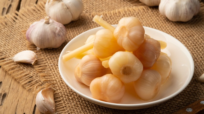 Garlic on a plate
