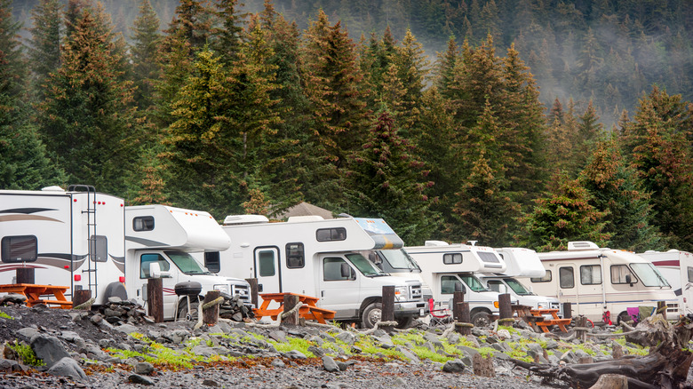 Busy campground full of RVs