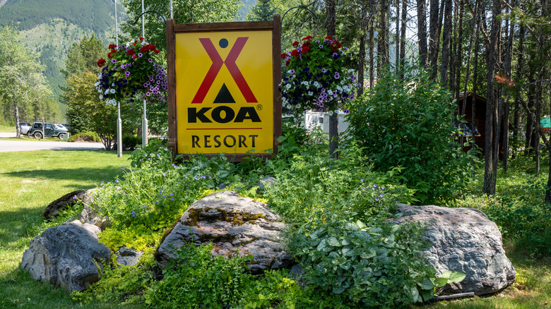 KOA Resort sign outside of KOA campground