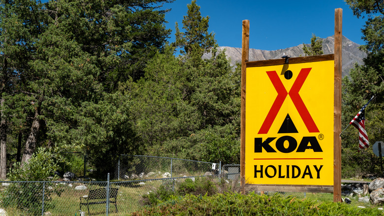 KOA holiday sign at entrance of campground