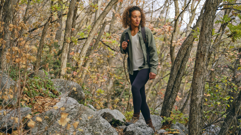 Woman off-trail hiking