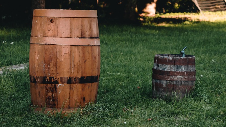 Old barrel in garden