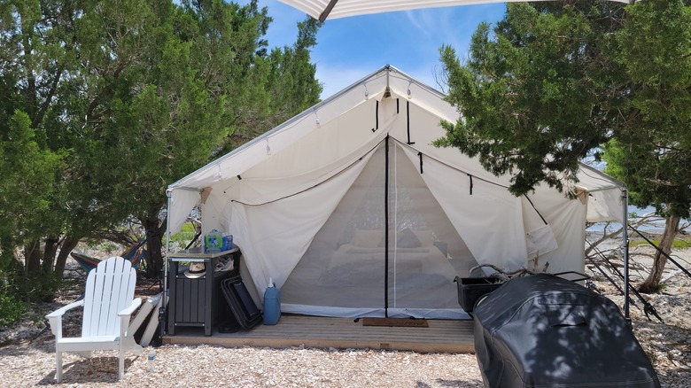 Private tent at Little Raccoon Key