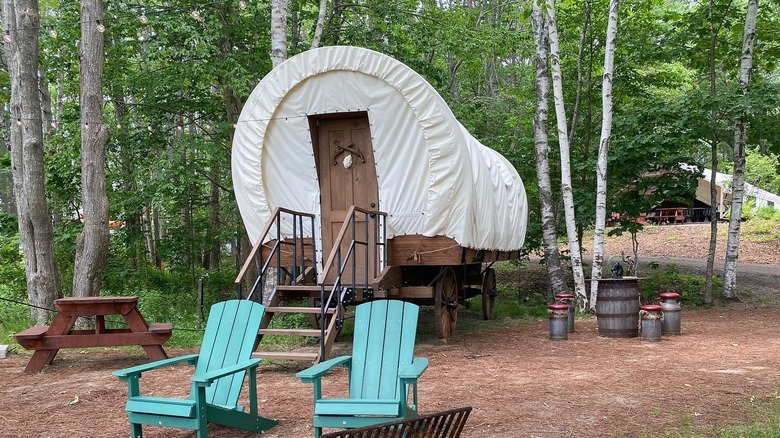 Glamping wagon at Sandy Pines