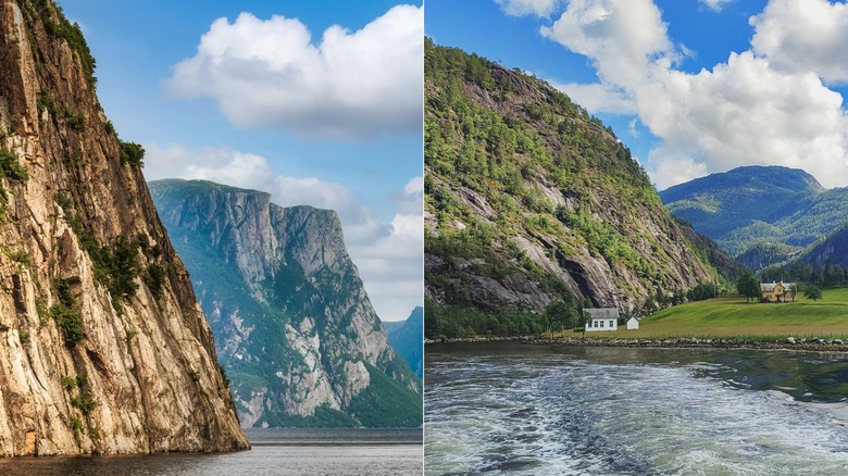 side-by-side of fjords in Gros Morne National Park vs Norway 