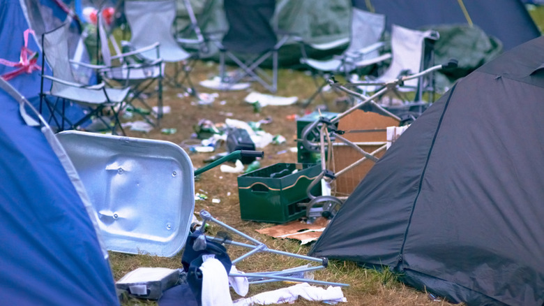 A messy campsite