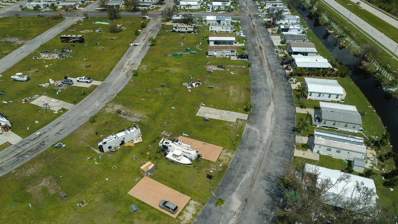 Destroyed RVs and motorhomes