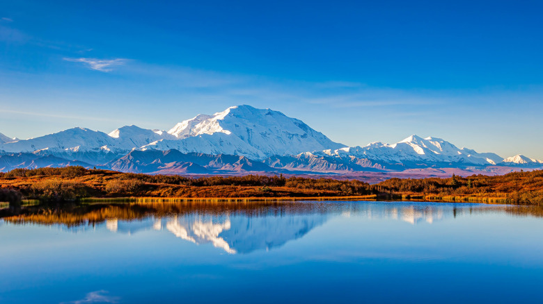 View of Denali National Park with water and mountains