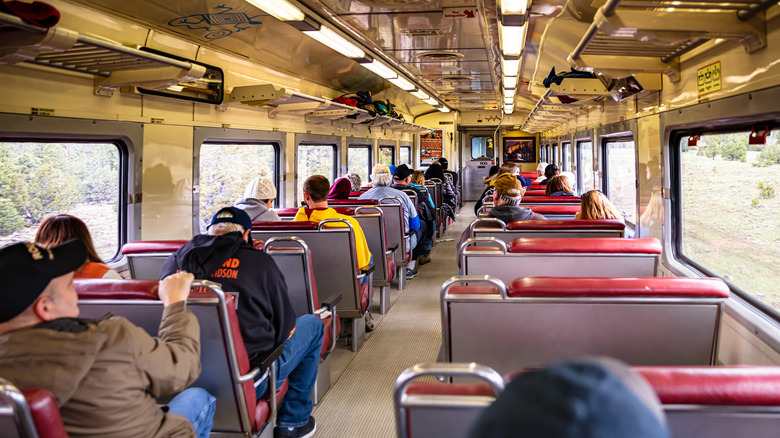 Inside the train on the Grand Canyon Railway