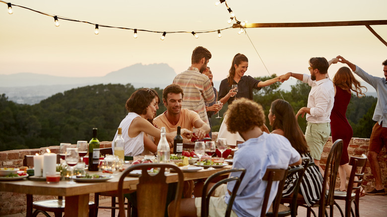 People having dinner on patio