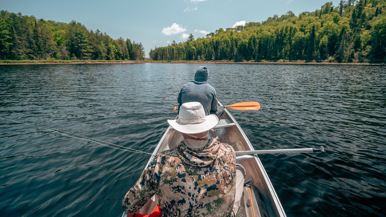 Two men paddling in Voyageurs National Park