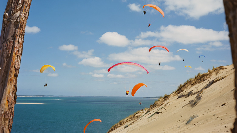 Paragliders over Dune of Pyla