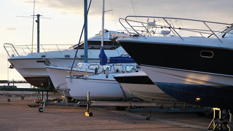 Boats lined up for sale