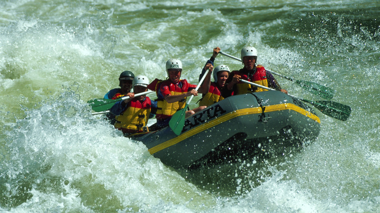 People on the Merced River, whitewater rafting