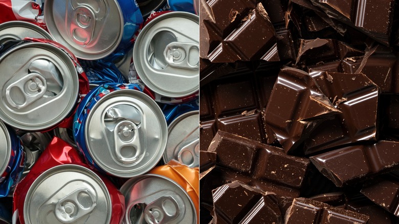 Side-by-side of aluminum cans and chocolate