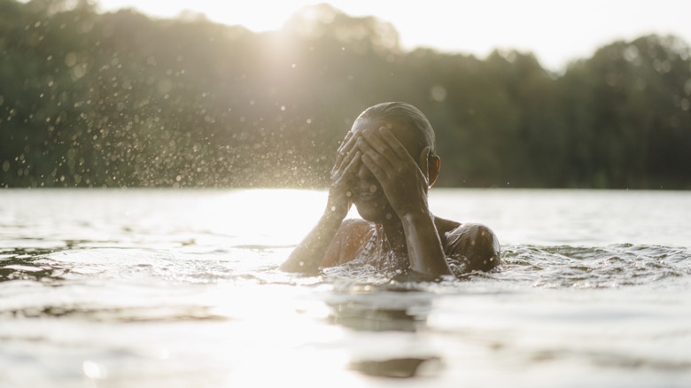 swimming in lake