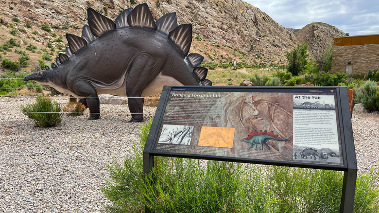 A display and sign at Dinosaur valley national park