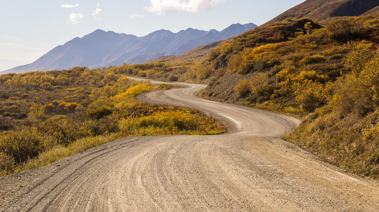 Windy gravel access road 