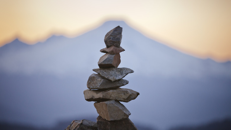 Rock cairn on a mountainscape 