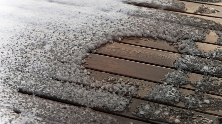 ice melting on a patio