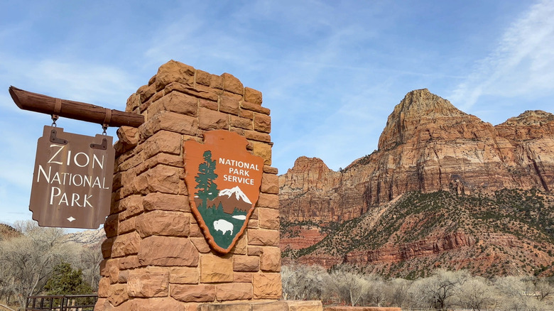 Zion National Park entry sign