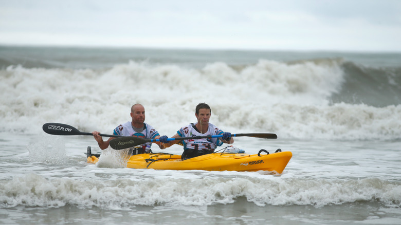 kayaking in surf