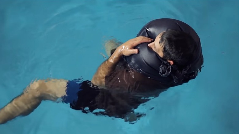 demonstrating using pants as flotation