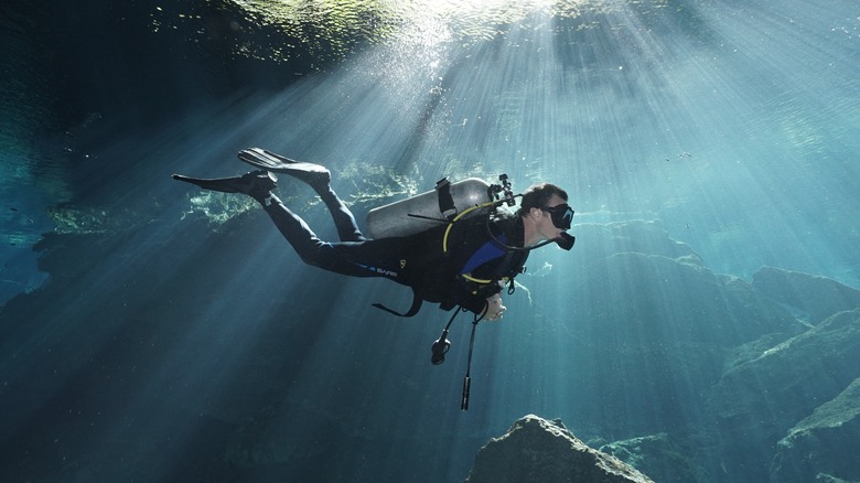 scuba diver swimming 