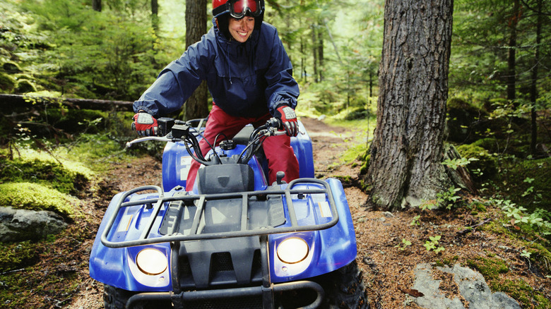 riding atv on trail