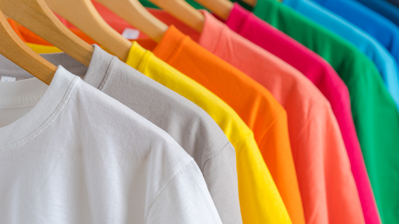 Series of bright colored shirts 