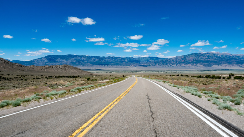 Lonely stretch of road in the Nevada desertt