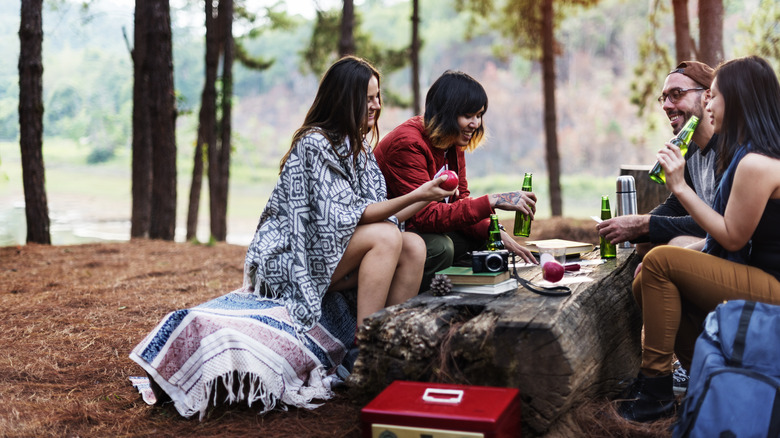 Friends enjoying camping 