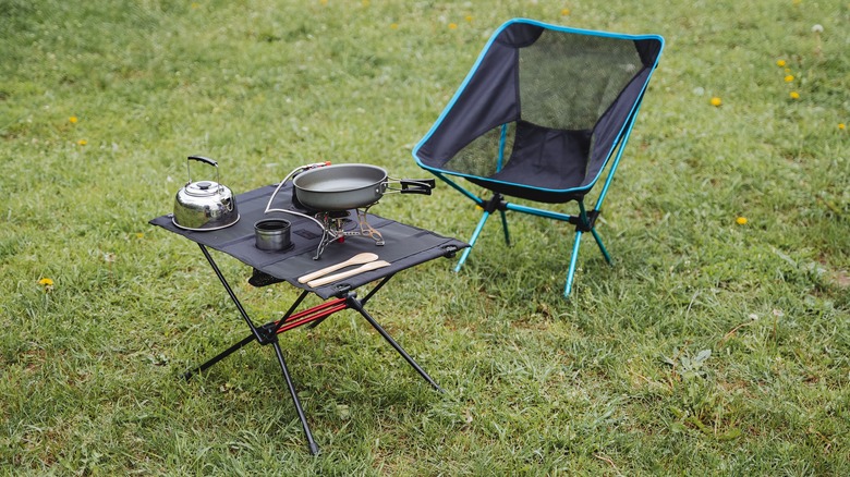 Camp chair and cooking set up