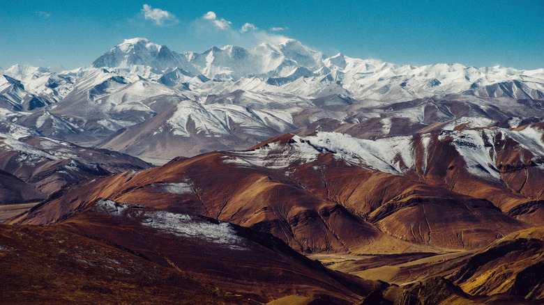 The Himalayan mountains and foothills. 