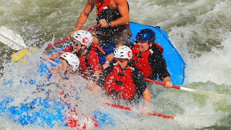 Intense whitewater rafting 