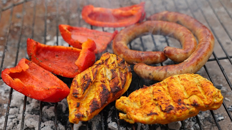 cooking on a campfire grill