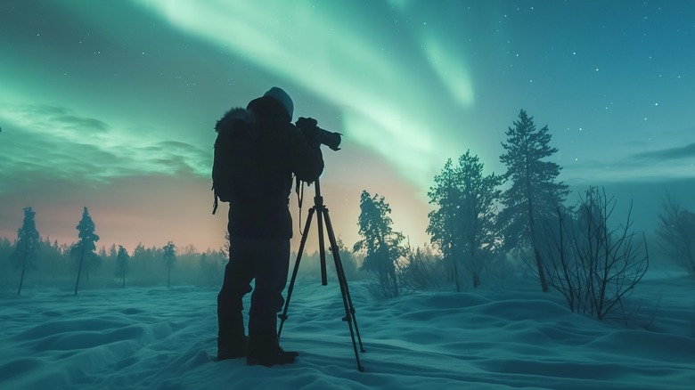 Photographer and northern lights