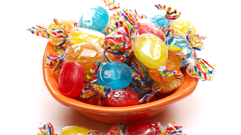 Bowl of colorful hard candies