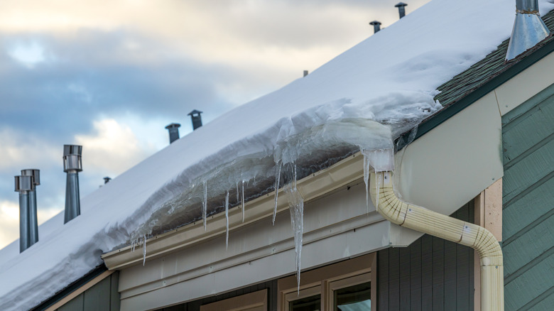 Ice dam on roof