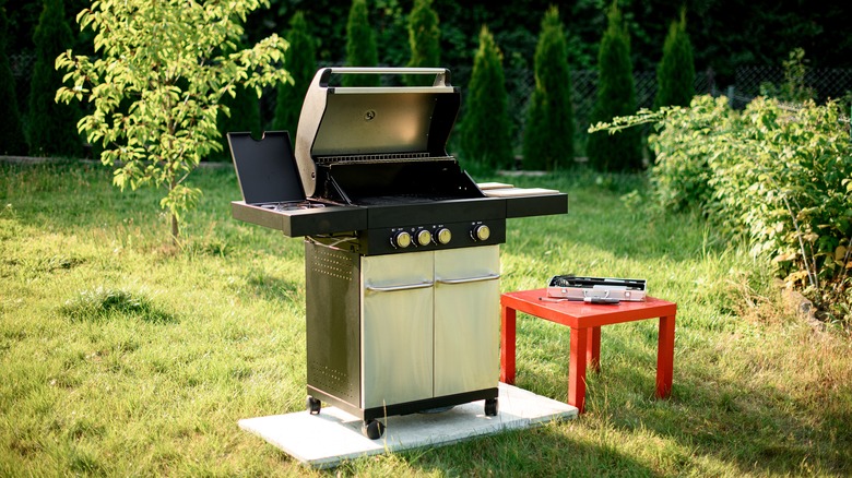 Grill on lawn