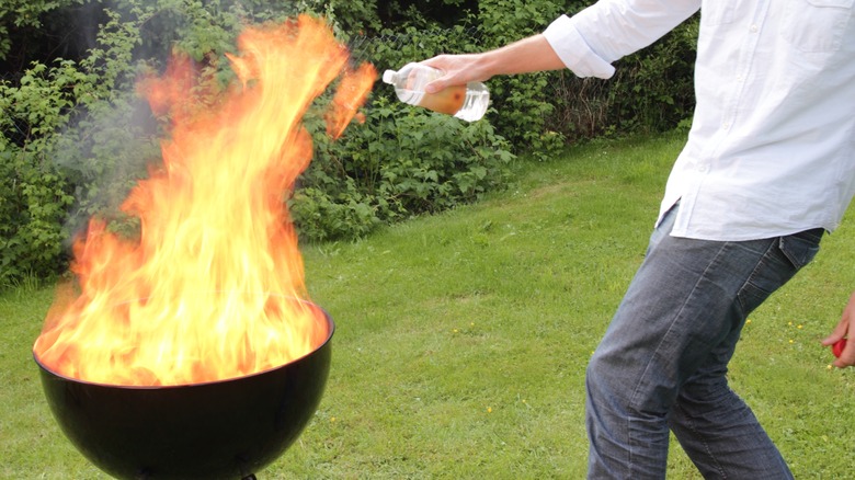 Intense fire using lighter fluid