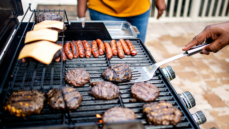 Family grilling outdoors