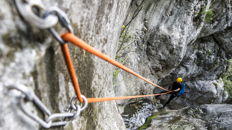 Secured rope for mountain climber
