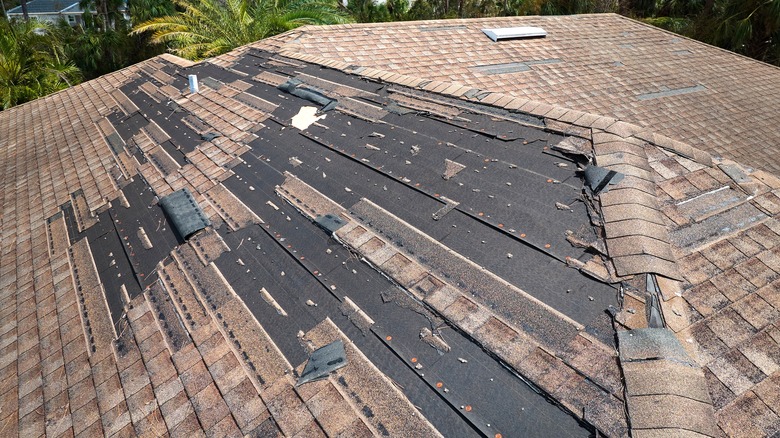 Roof with missing shingles