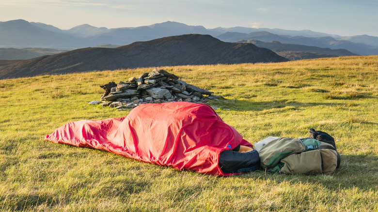 Person in a sleeping bag