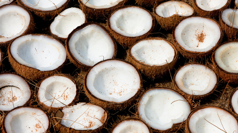 Halved coconuts